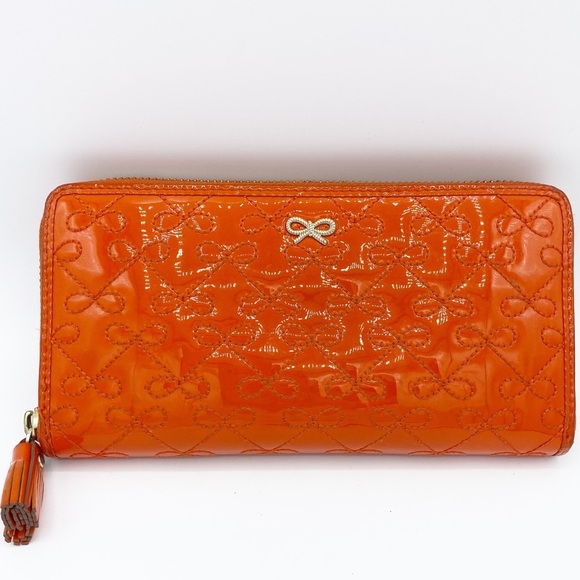Patent Orange ANYA HINDMARCH zip around wallet - Picture 1 of 10